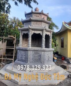 Mẫu mộ lục giác 3 mái cao đá xanh cao cấp đá Ninh Bình